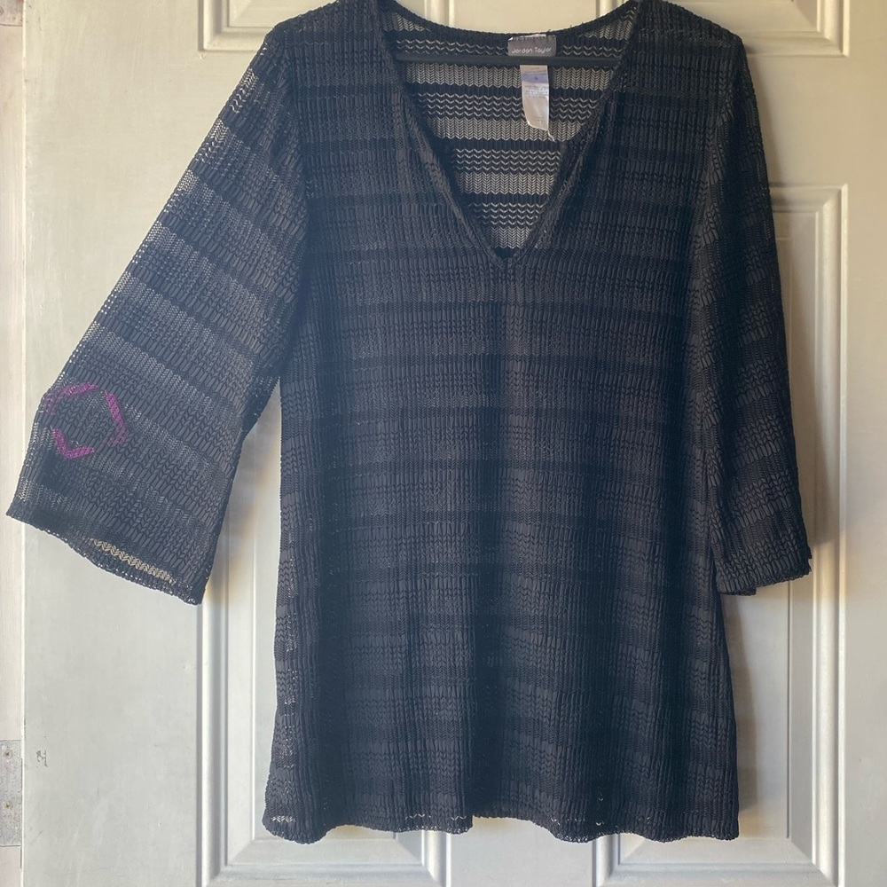 Jordan Taylor Black Sheer V-Neck Coverup